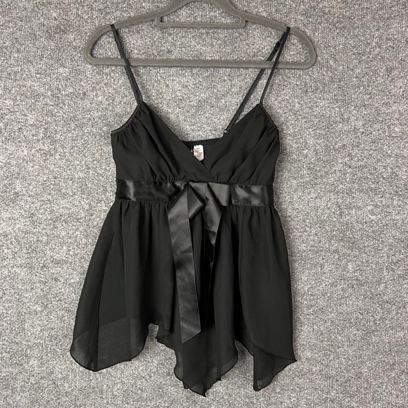Frederick's of Hollywood Tops - VINTAGE Y2K Fredericks of Hollywood Babydoll Top Womens Small Black Chiffon